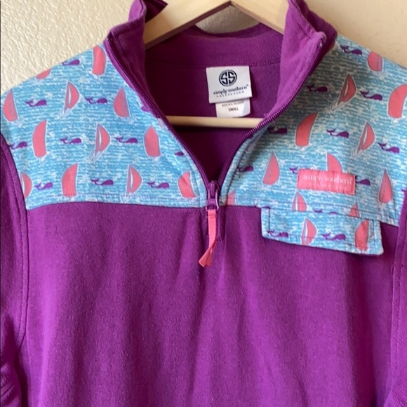 Simply Southern Quarter Zip Sweater Purple size Small - Picture 6 of 8